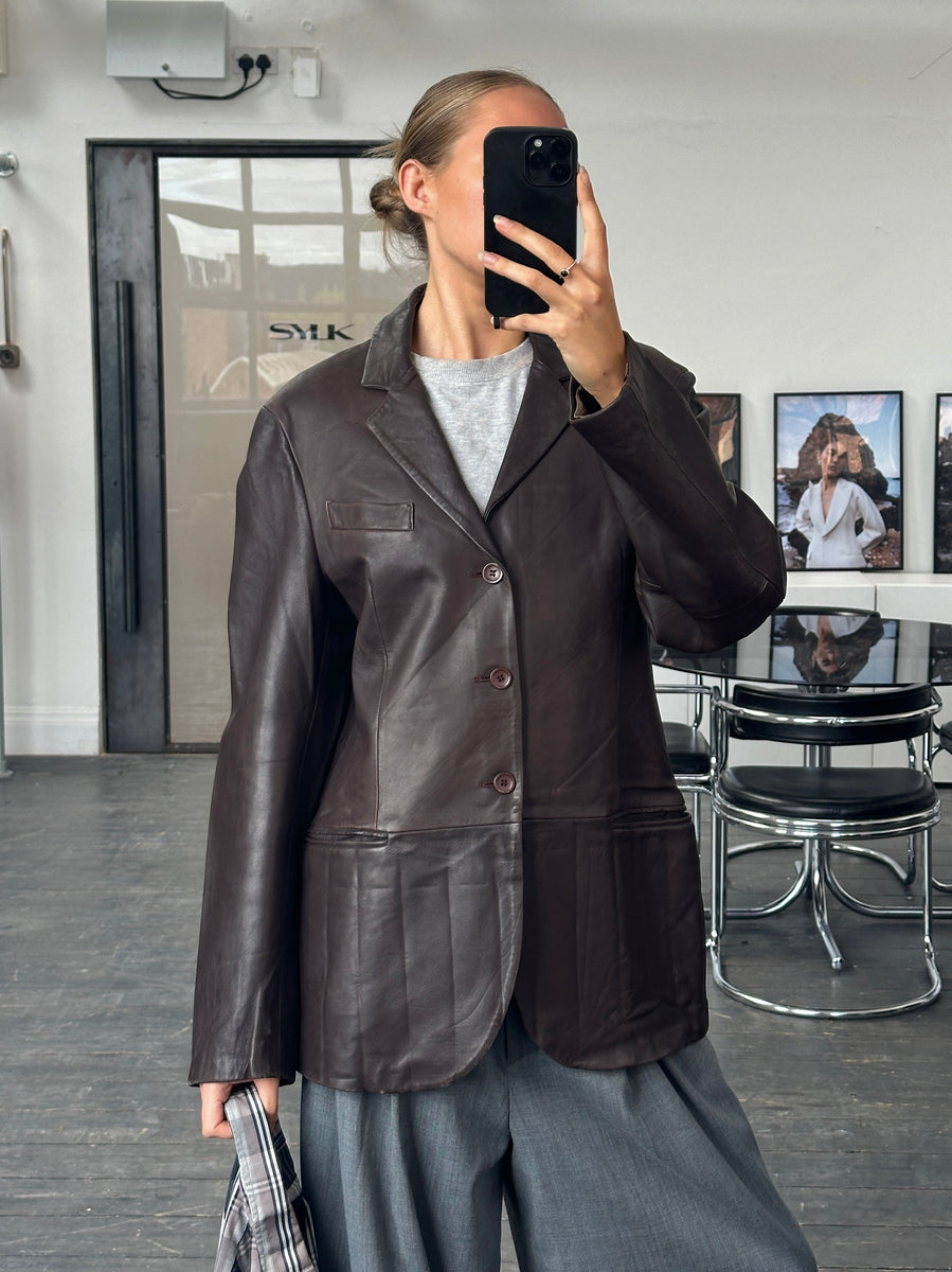Emporio Armani 1990s Lamb Leather Jacket - M/L – Peekaboo Vintage