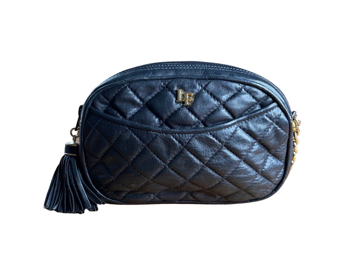 Womans Black Louis Feraud Paris France Genuine Leather Hand Bag Purse