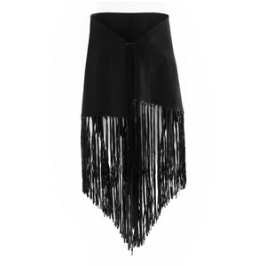 Hermès Black Cashmere & Leather Fringe Shawl -'00s