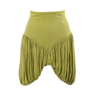 Norma Kamali Olive Green Draped Mini Skirt -'90s