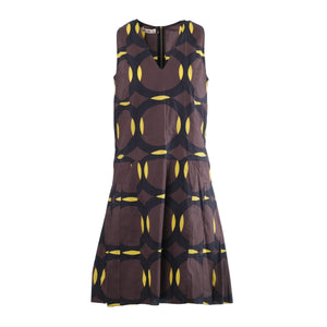 Marni Sleeveless Dress Featuring Brown and Yellow Geometric Circle Pattern - '10s