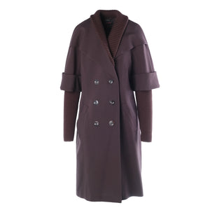 Escada Wool Coat With Ribbed Cuffs And A Double-Breasted Button Closure- '90s