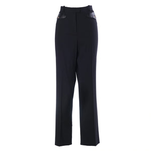 Giorgio Armani Black Tailored Trousers with Leather Details- '90s
