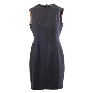 Dolce&Gabbana Black Tailored Sheath Dress with Leopard Print Details -'00s