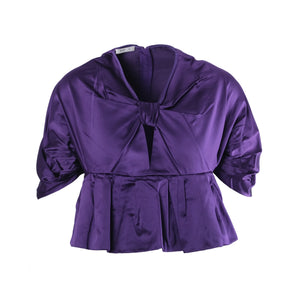 Prada Spring 2007 Runway Purple Silk Bow Peplum Top - '00s