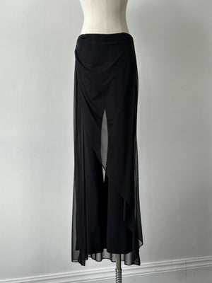 French Vintage 1990s Sheer Overlay Wide Leg Trousers - W26
