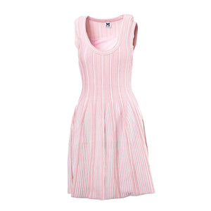 Missoni Pink Ribbed Knit Sleeveless Skater Dress - '10s