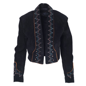 Patricia Wolf Embellished Suede Western Jacket in Black - '90s