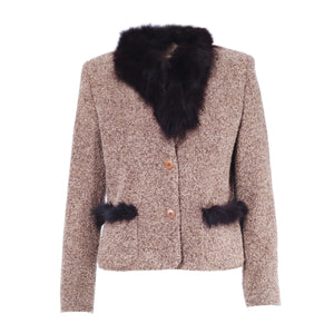 Gibierre Tweed Jacket With Fur Detailing- '80s