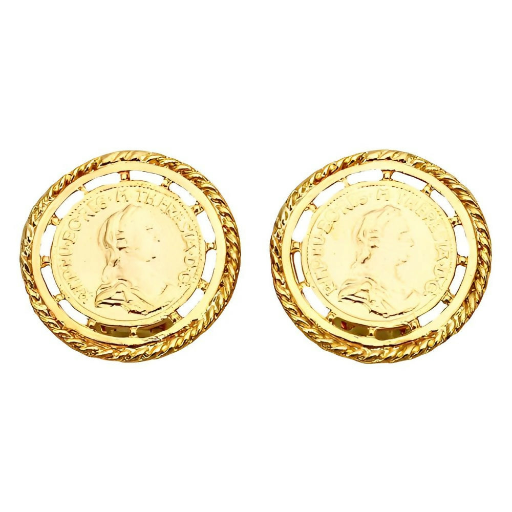 gold-plated-coin-design-clip-on-earrings - 1z