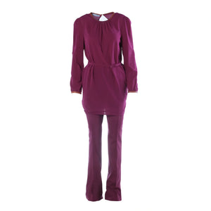 Prada Purple Silk Co-Ord Set Tunic Top & Tailored Trousers- '90s