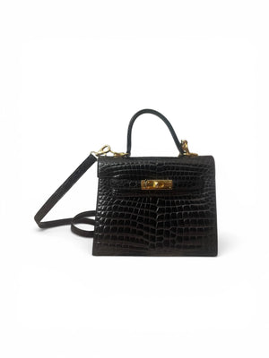 Vintage Mini Top Handle Bag in Genuine Alligator