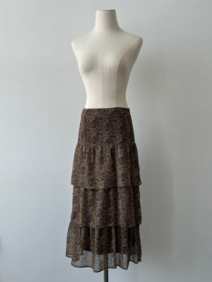 Vintage 2000s Paisley Pleated Midi Skirt - W26
