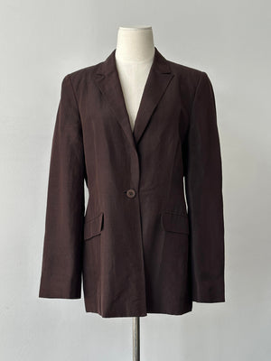 Vintage 1990s Silk Linen Single Breasted Jacket - M-L
