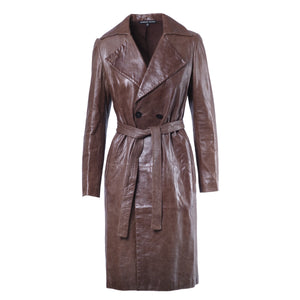 Roberto Musso Brown Sheepskin Leather Trench Coat - '00s