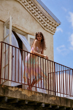 Calor, 90s hand dyed bias cut mermaid beaded dress
