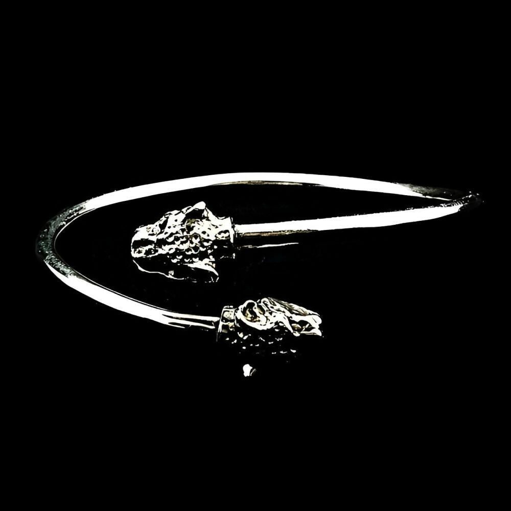 Heavy-Silver-Leopard-Heads-Bangle-Bracelet-6z