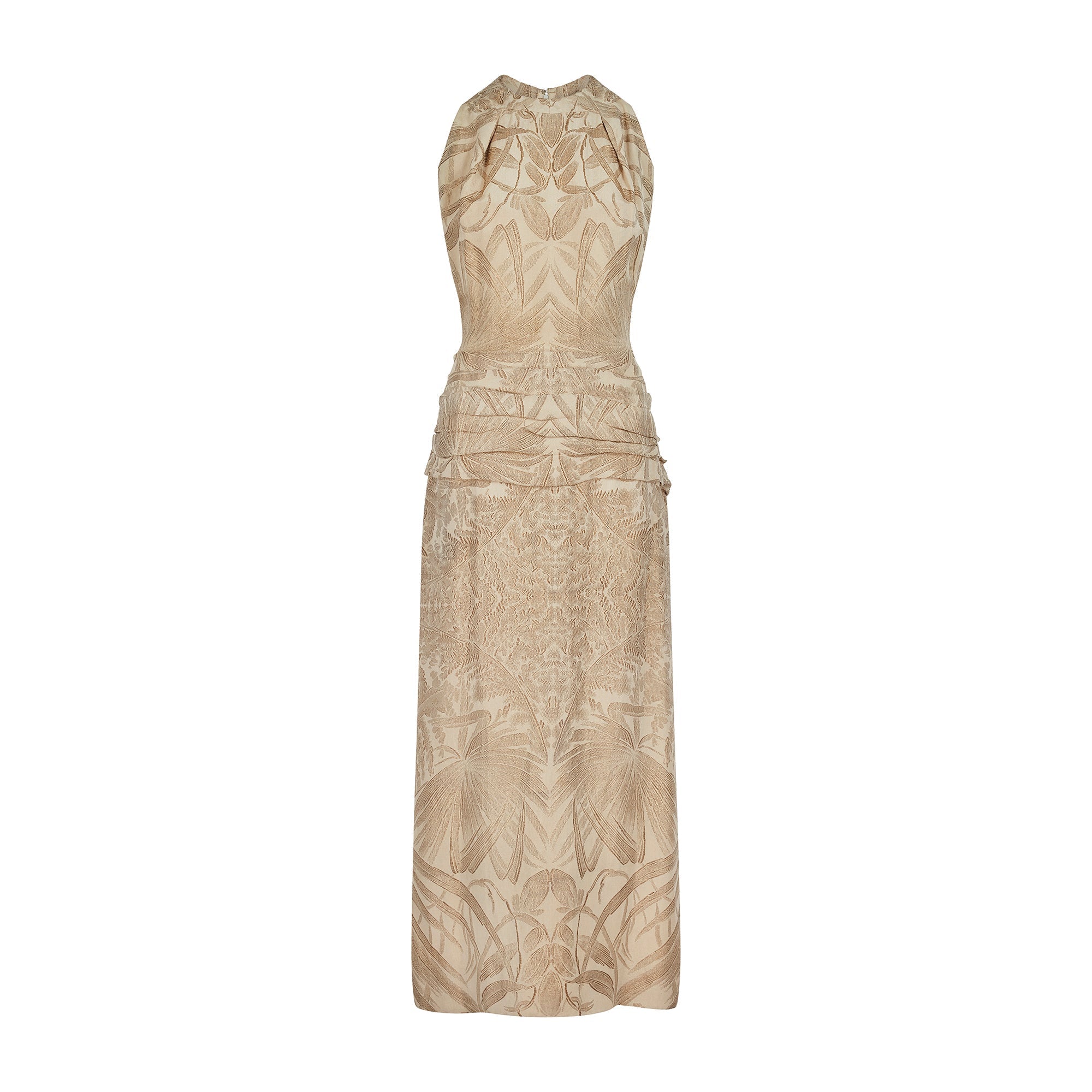 1930s Gold Lame Palm Print Sleeveless Maxi Dress  Peekaboo Vintage  Marketplace
