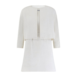 1960s Eisa Balenciaga Haute Couture White Cotton Dress Suit