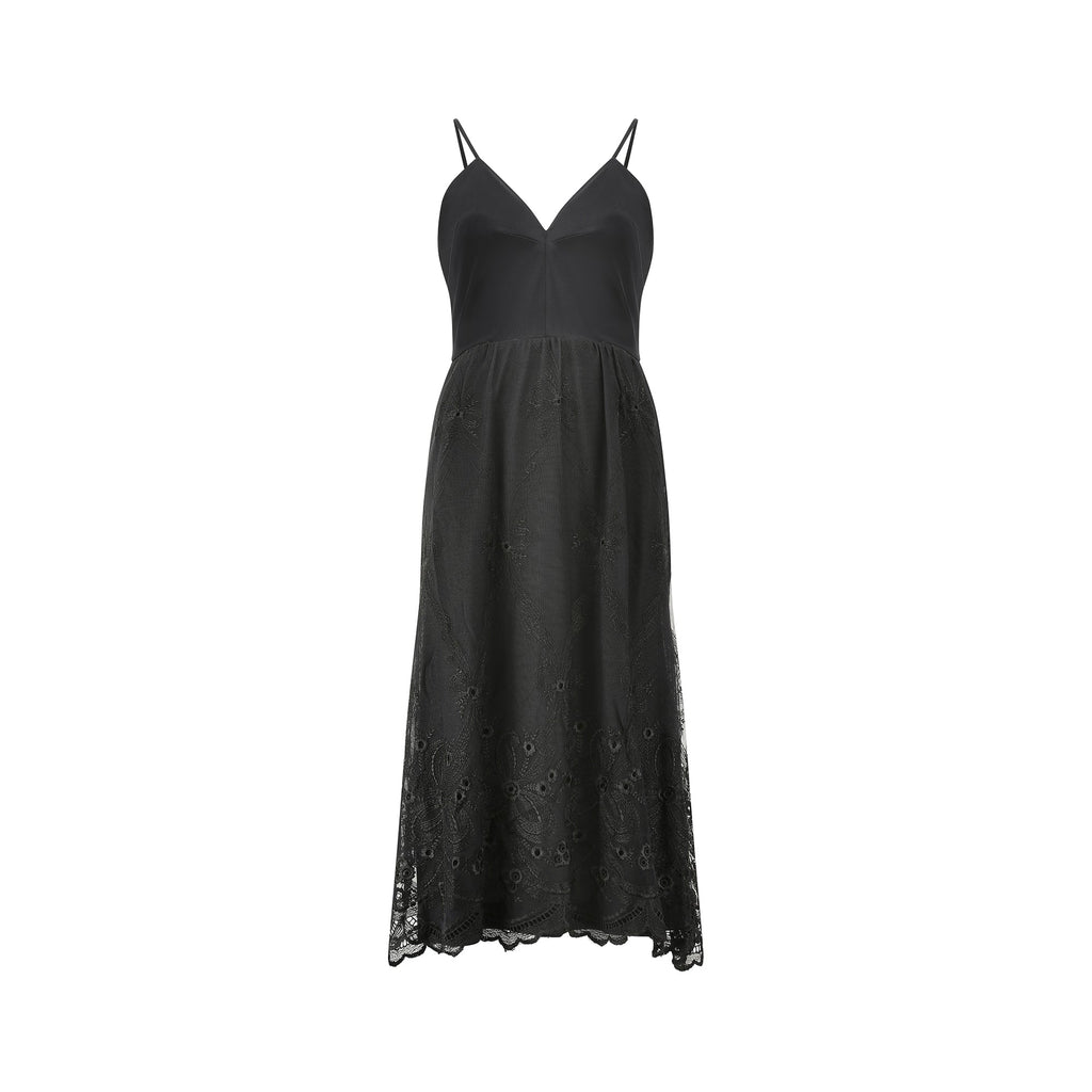 1980s Frank Usher Black Jersey and Lace Slip Dress – Peekaboo Vintage Marketplace