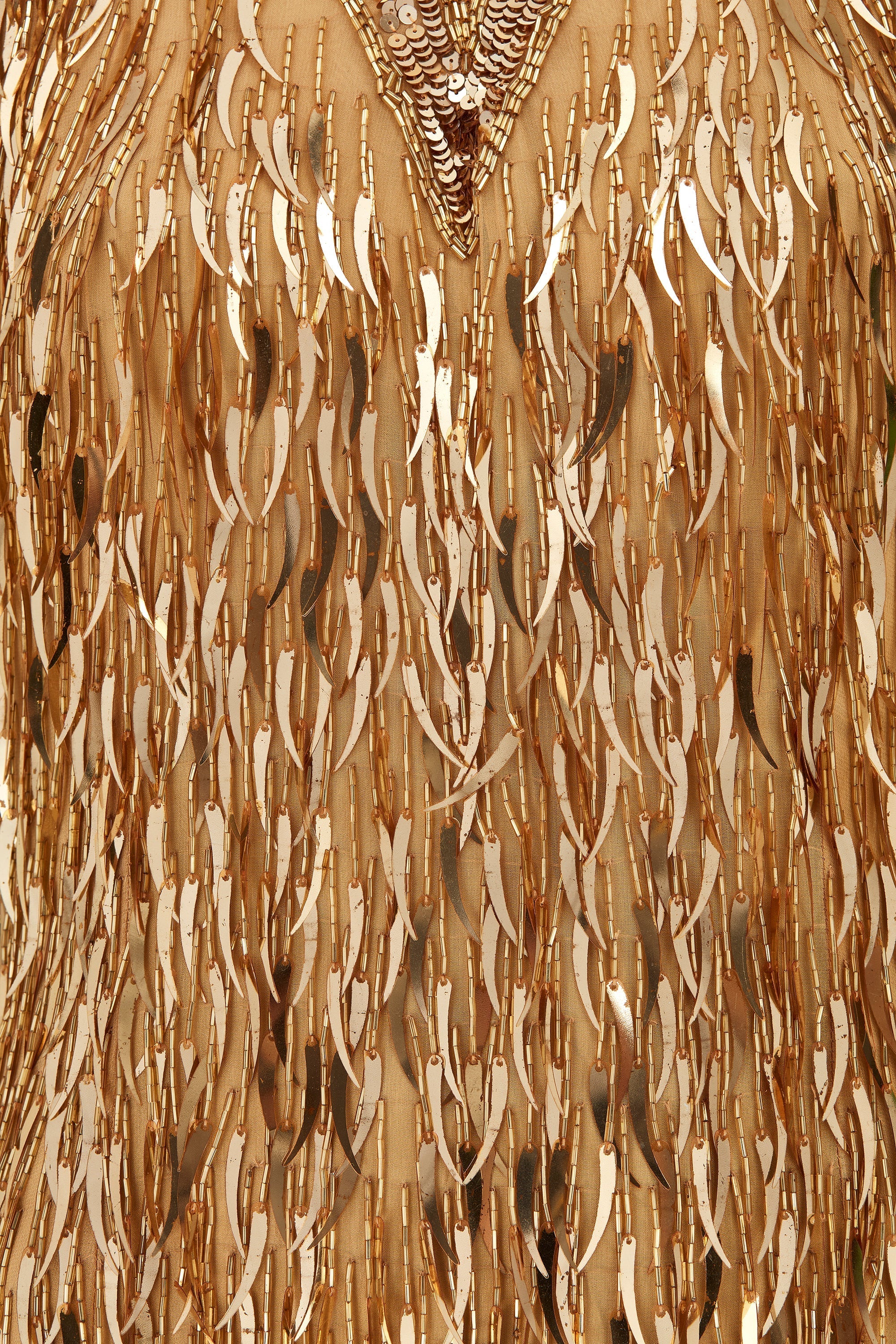 1990s Oleg Cassini Gold Beaded and Paillette Sequin Dress – Peekaboo  Vintage Marketplace