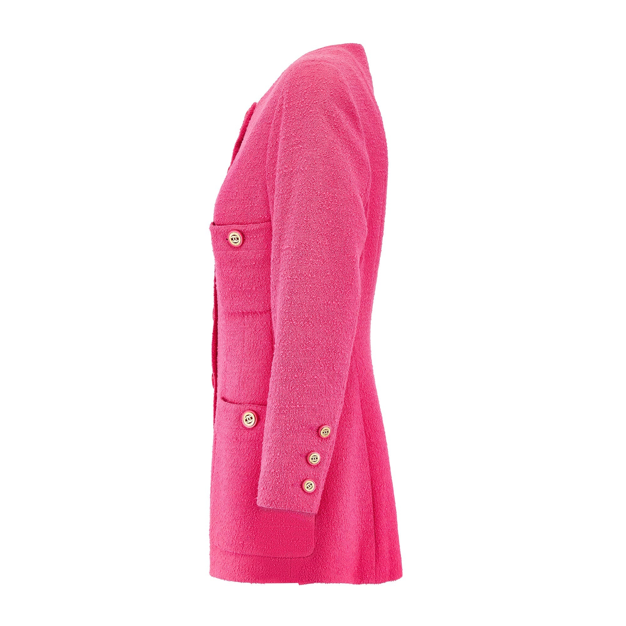 Fall 1991 Chanel Runway Documented Pink Boucle Wool Jacket