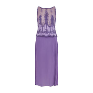 1996 Valentino Runway Purple Sleeveless Beaded Top and Maxi-Skirt