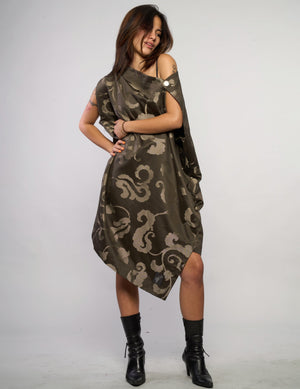 The Pirate Dress – Olive Barogue Jacquard