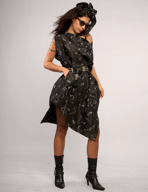 The Pirate Dress – Black Silver Floral Embroidery
