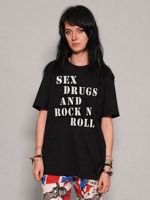 'S'x D'ugs and Rock n Roll' T-Shirt in Black