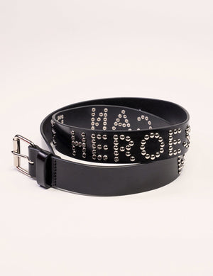 'We Can Be Heroes' Studded Leather Thin Belt