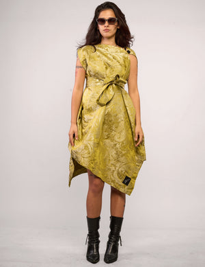 The Pirate Dress – Chartreuse Floral Jacquard
