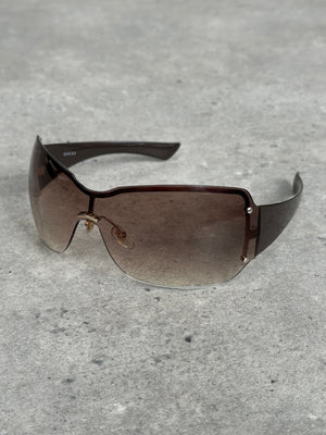 Gucci 2000s Tom Ford Era Oversized Shield Monogram Sunglasses