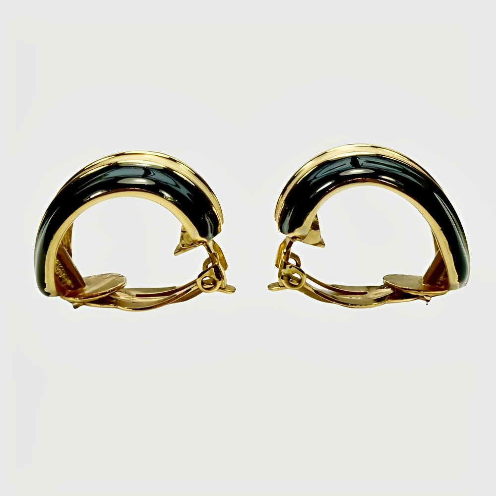 st-john-gold-plated-black-and-cream-enamel-half-hoop-clip-on-earrings-3p