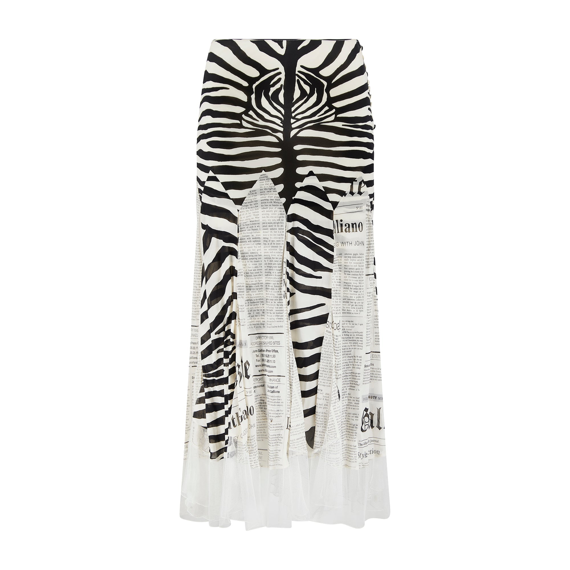2005 John Galliano Zebra and Newspaper Print Skirt – Peekaboo