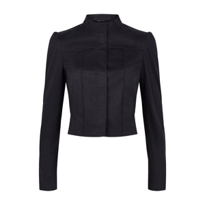 2002 Gucci by Tom Ford Black Satin High Collar Jacket