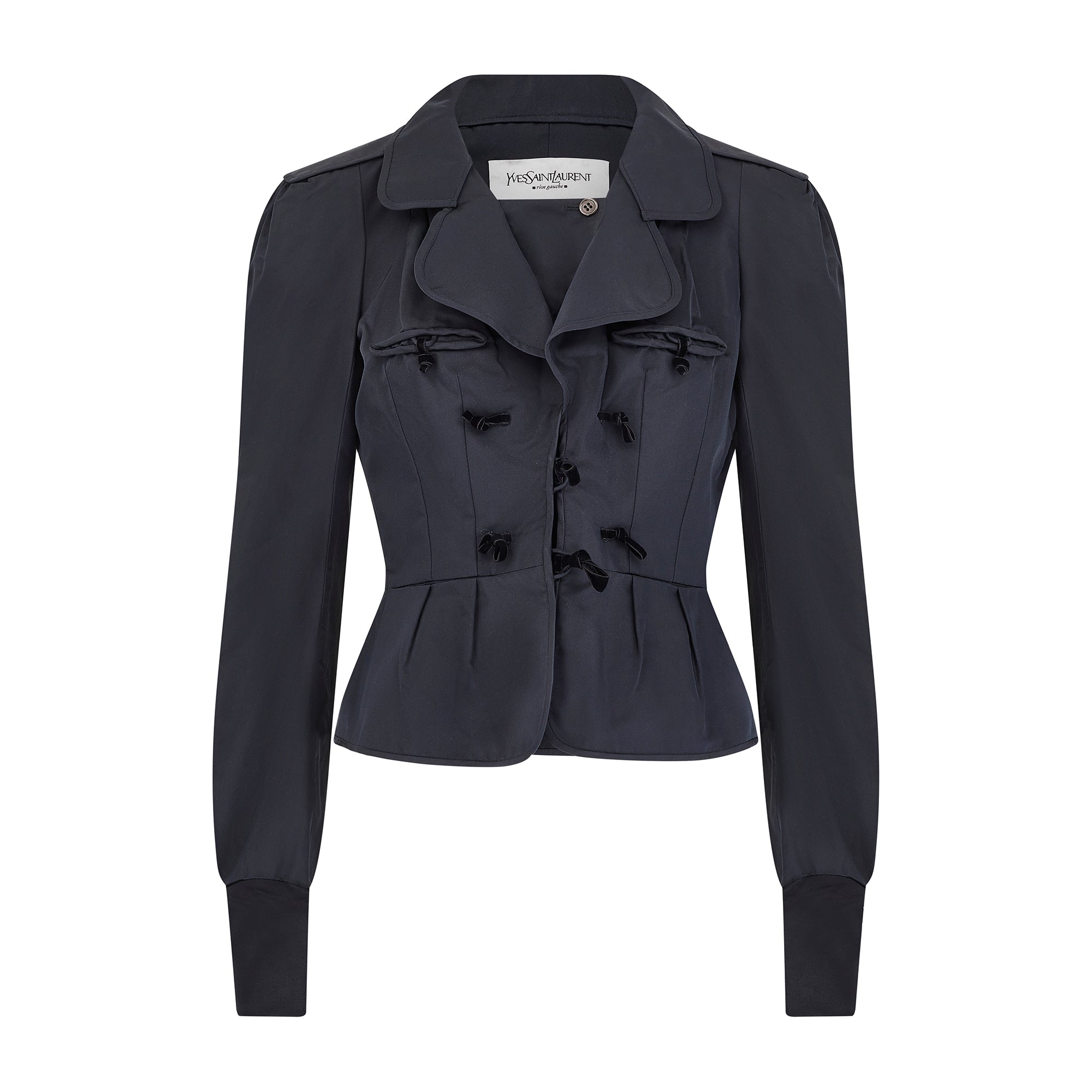 2004 Runway Yves Saint Laurent by Tom Ford Black Silk Jacket 