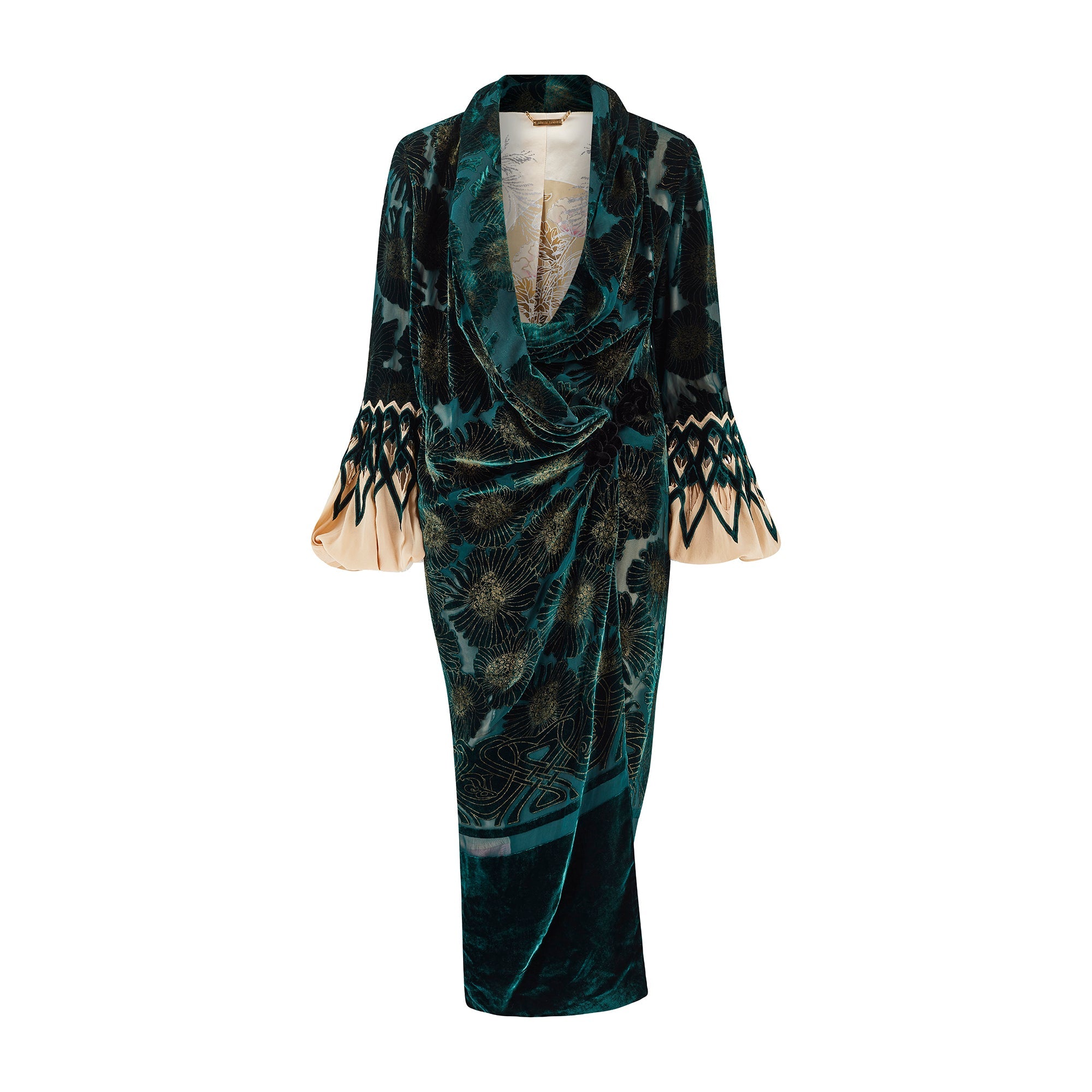 2006 Roberto Cavalli Runway Green Silk Embossed Velvet Coat Dress –  Peekaboo Vintage Marketplace