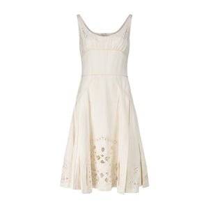 2006 Zac Posen Runway Documented Cream Textured Dress with Cut Outs