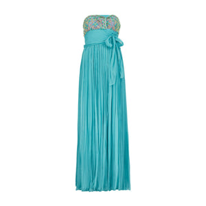 2009 Christian Dior by John Galliano Runway Turquoise Chiffon Dress