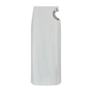 2015 Mugler Runway White Crepe Skirt with Articulated Chrome Waistband