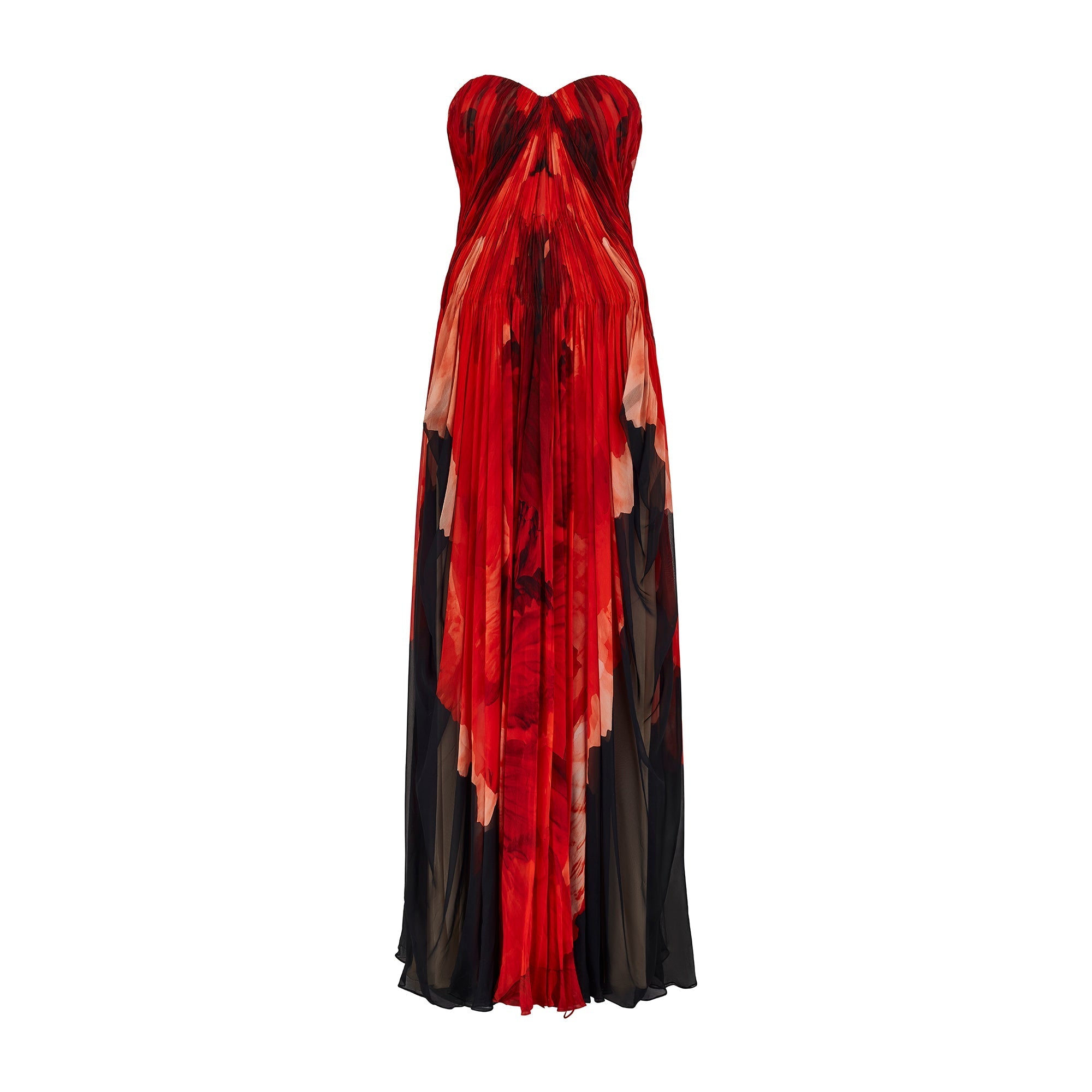 2011 Alexander McQueen Red Abstract Rose Print Chiffon Corset Gown –  Peekaboo Vintage Marketplace