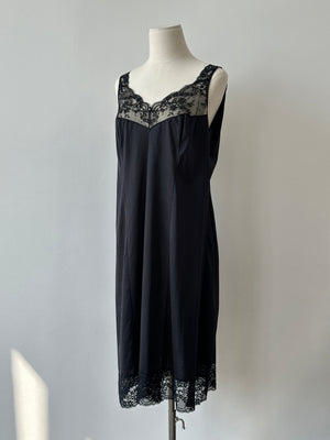 Vintage 1990s Satin Lace Midi Dress - L