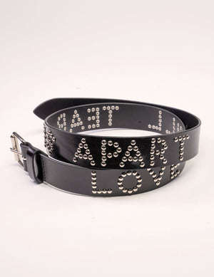 'Love Will Tear Us Apart' Leather Studded Thin Belt
