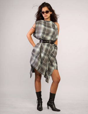 The Pirate Dress – Grey Blue Tartan