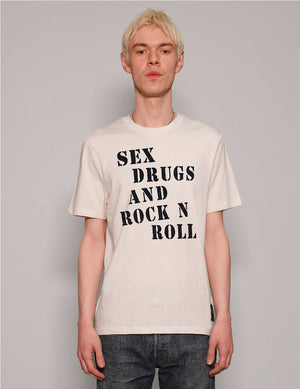 'S'x D'ugs and Rock n Roll' T-Shirt in Ecru