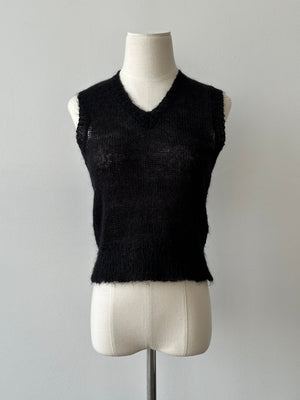 Vintage 1990s Mohair V Neck Top - S