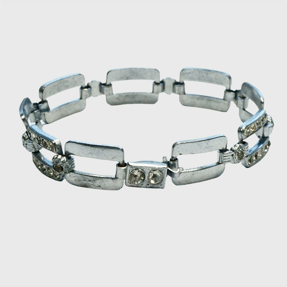 silver-tone-rectangular-link-bracelet-with-plain-clear-crystals-and-round-crystals-links-4p