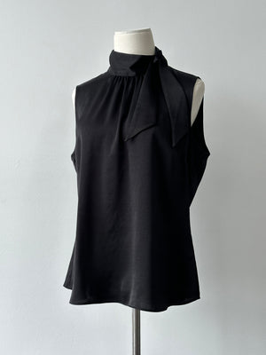 DKNY Satin Sleeveless Neck Tie Top - M-L