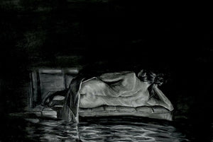 LORNA BENT - AMPLEXUS II. An original charcoal on fabriano paper artwork.